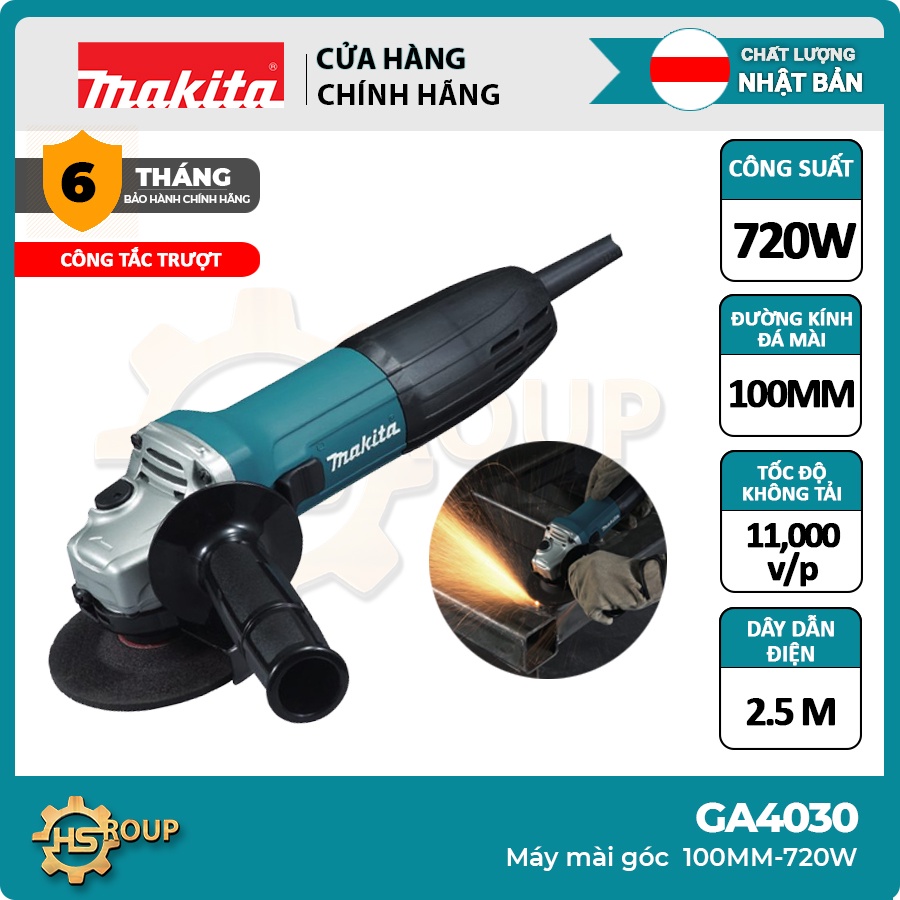 Máy mài cầm tay, máy cắt, máy mài Makita chính hãng GA4030 (100MM-720W) | Bảo hành Makita chính hãng