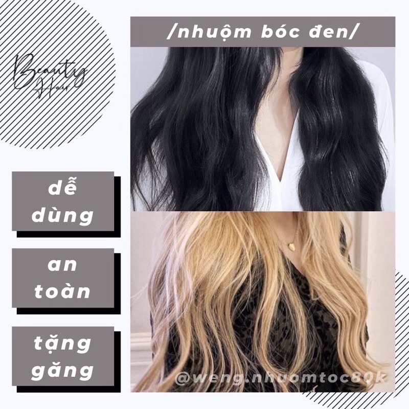 Thuốc Nhuộm BÓC MÀU ĐEN TÓC ĐÃ NHUỘM ĐEN, GỘI ĐEN + Tặng Kèm Oxy Trợ Dưỡng