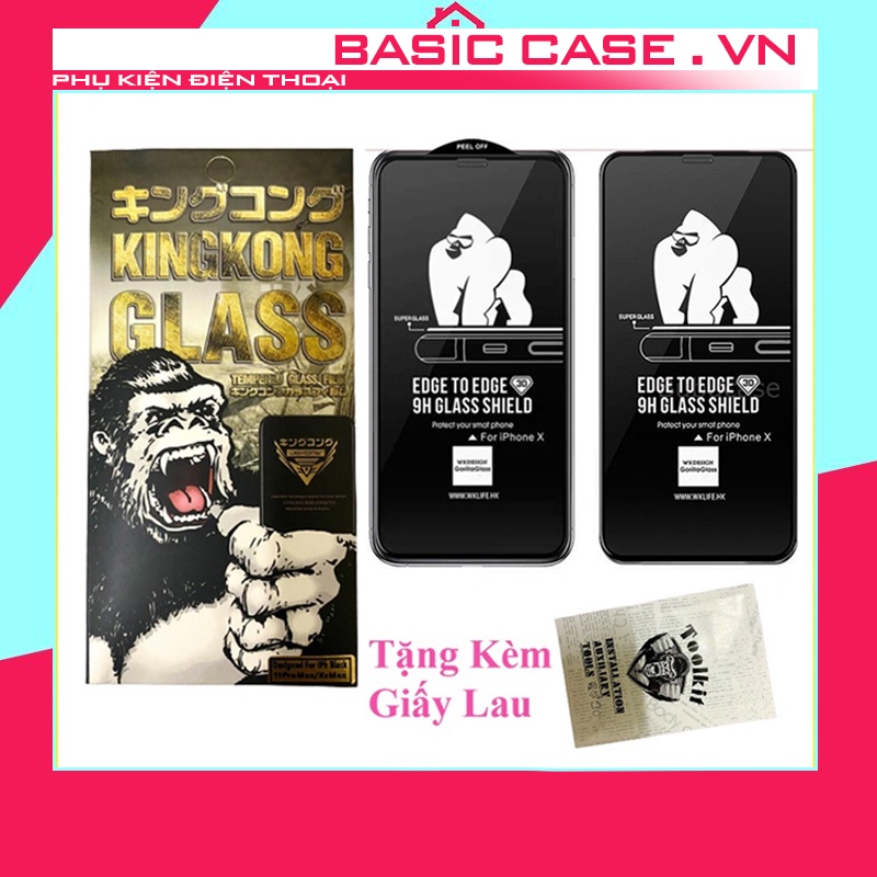 [HÀNG HỘP] Kính cường lực Iphone KingKong full màn 6/6s/7/7plus/8/8plus/plus/x/xs /xsmax/11/12/13/pro/max/promax [KK.HH]