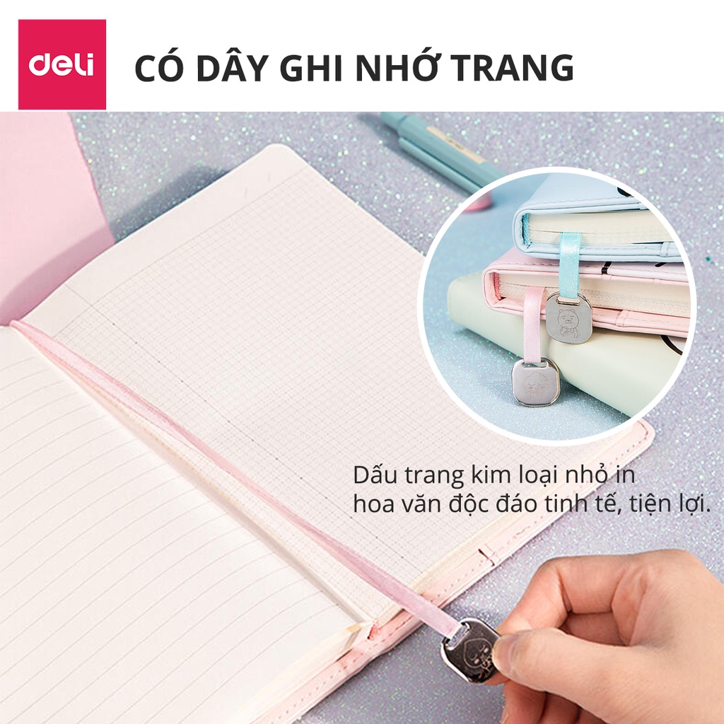 Sổ tay ghi chép bìa da PU cao cấp Deli x Kakao Friends 112 trang -Khổ 140x193mm-22252