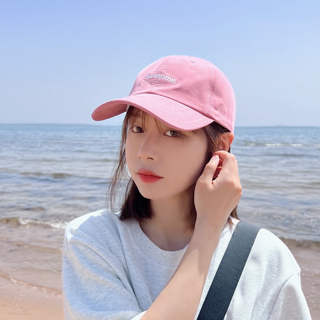 ins Korean version of the college style letter embroidery soft top peaked hat men and women trend fashion wild baseball cap students