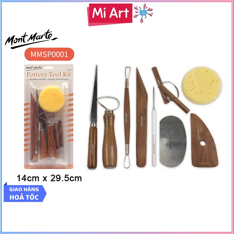 Bộ Dụng Cụ 10 Món Pottery Làm Đất Sét Mont Marte - Pottery Tool Kit Signature 10pce - MMSP0001