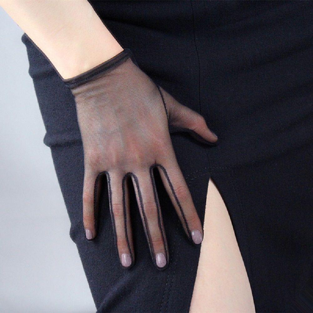 Găng Tay Lụa Siêu Mỏng Xỏ Ngón Màu Trắng / Đen Gợi Cảm