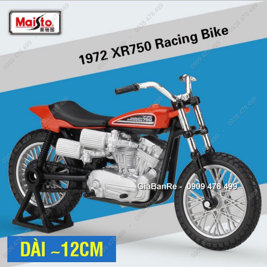 XE MÔ HÌNH TỈ LỆ 1:18 - MOTO HARLEY - 1972 - XR750 RACING BIKE 1972 - ĐỎ - 8510