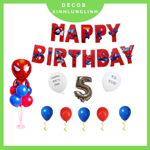 Set bóng bay hình Siêu Nhân Nhện