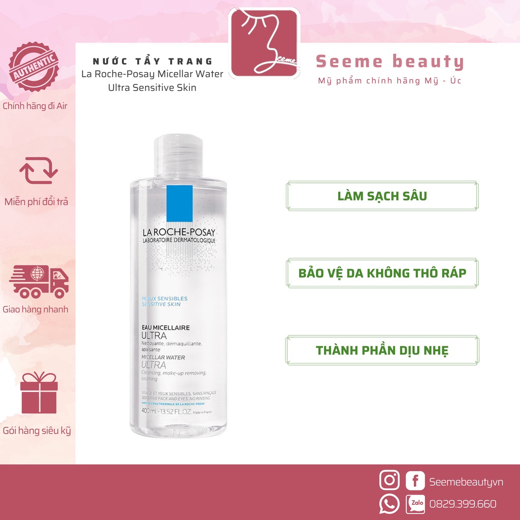 Tẩy trang La Roche-Posay Micellar Water Ultra Sensitive Skin - cho da nhạy cảm SeeMe Beauty SF-005
