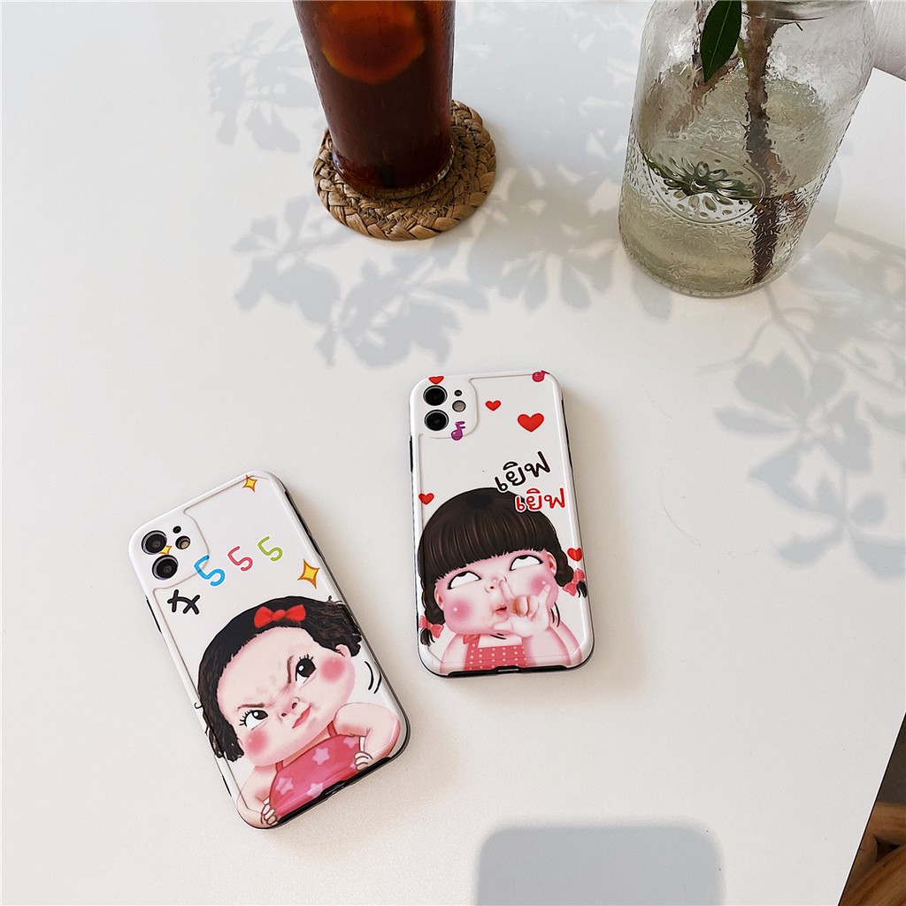 Soft Plastic Phone Cases Cute Couple cartoon Funny girl Case suitable for iPhone11 PRO MAX 7/8plus SE2020 X/XS XR XSMAX