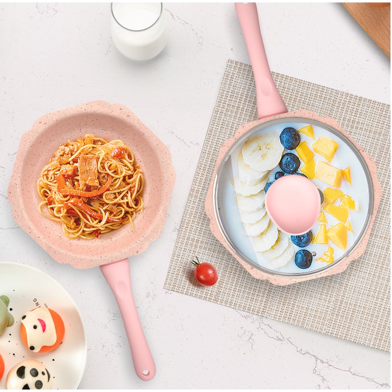 Nồi nấu cháo cho bé, Bộ nồi, chảo nấu thức ăn dặm cho bé có chống dính cao cấp và đáy từ tính