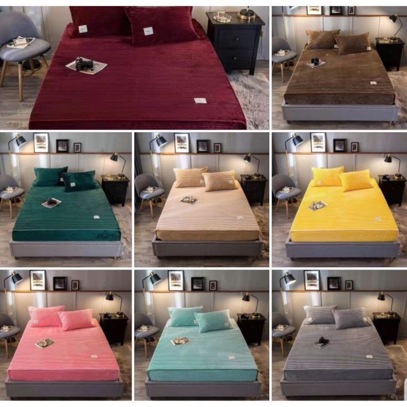 Bộ ga gối, ga nhung Tăm Đủ Kích Thước 1,2m;1,6m;1,8m;2m,Chất dày mịn xịn đẹp nằm ấm áp,