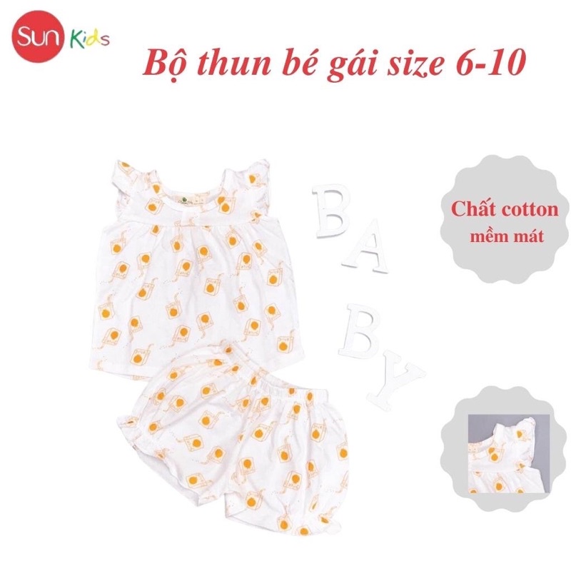 Đồ bộ thun bé gái, đồ bộ trẻ em chất cotton, có nhiều màu, size 6-10 tuổi - SUNKIDS1