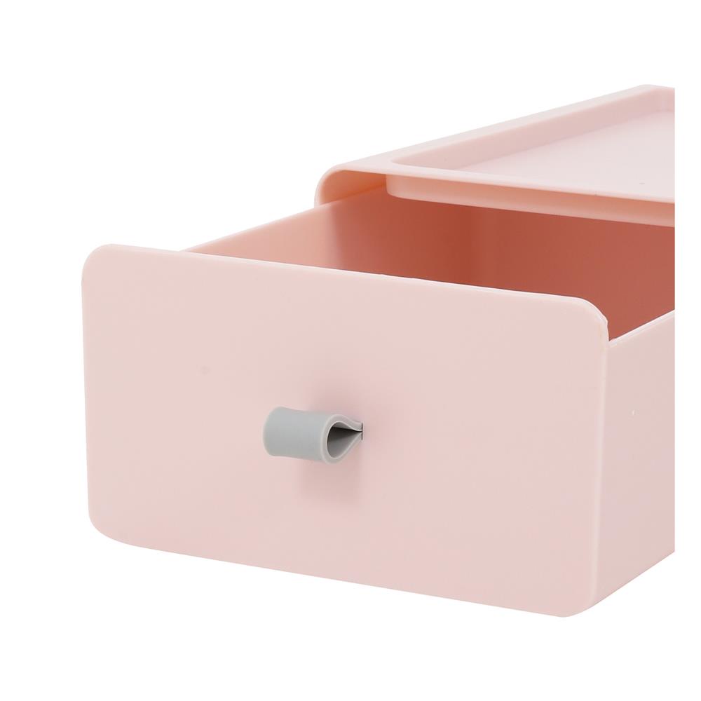 HomeBase ACCO Hộp nhựa dạng ngăn kéo có thể xếp chồng lên nhau thành tủ Size S C8xR13.3xS21cm màu hồng