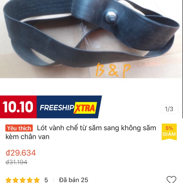 Lót vành chế từ lốp dùng săm sang không săm kèm van - lót vành cho vành căm