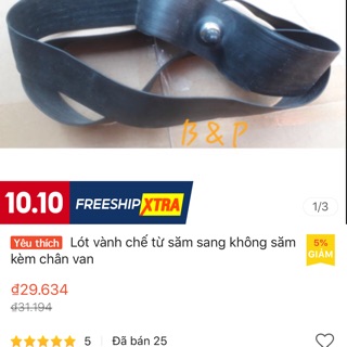 Lót vành chế từ lốp dùng săm sang không săm kèm van - lót vành cho vành căm