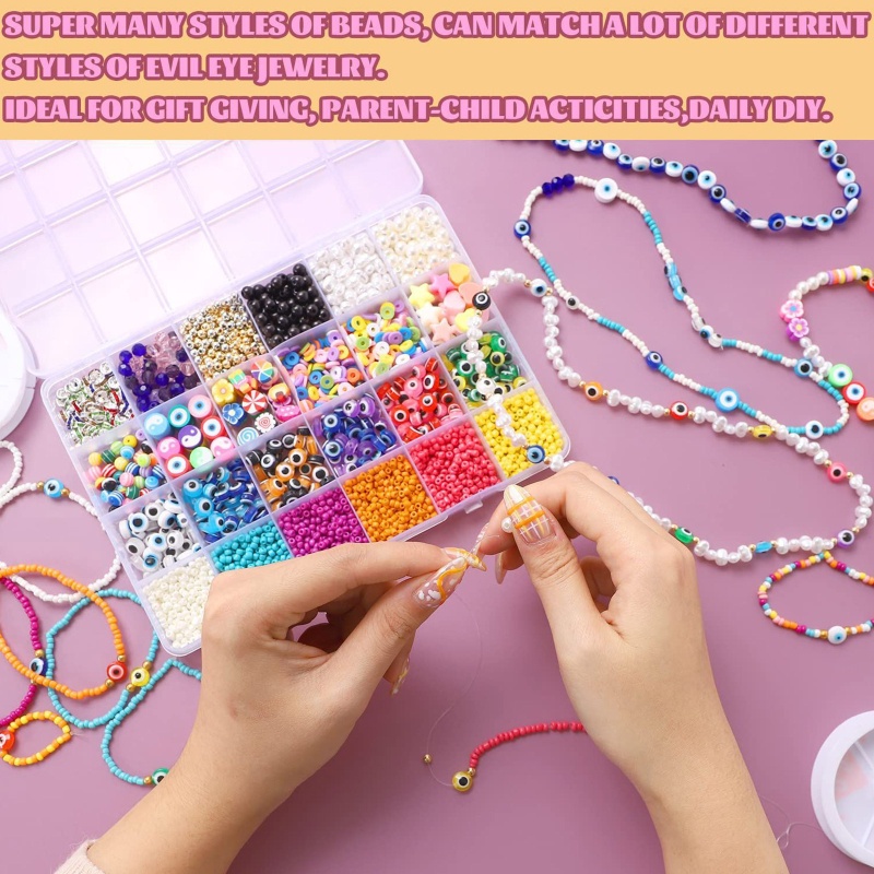 Sa Hộp 24 Ngăn Đựng Hạt Mắt Quỷ Nhiều Màu Sắc Dùng Làm Đồ Thủ Công Diy