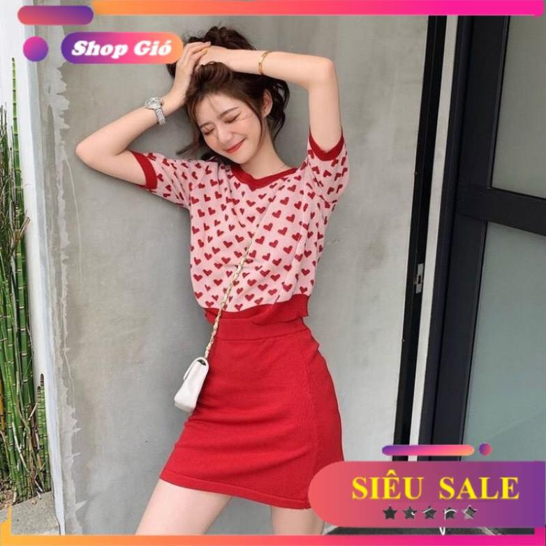 Áo dệt kim hoạ tiết tim nhỏ mẫu thiết kế mới hot nhất năm