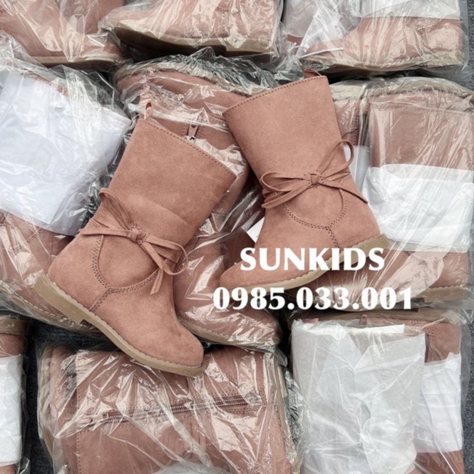 Boot bé gái da lộn hồng phối nơ