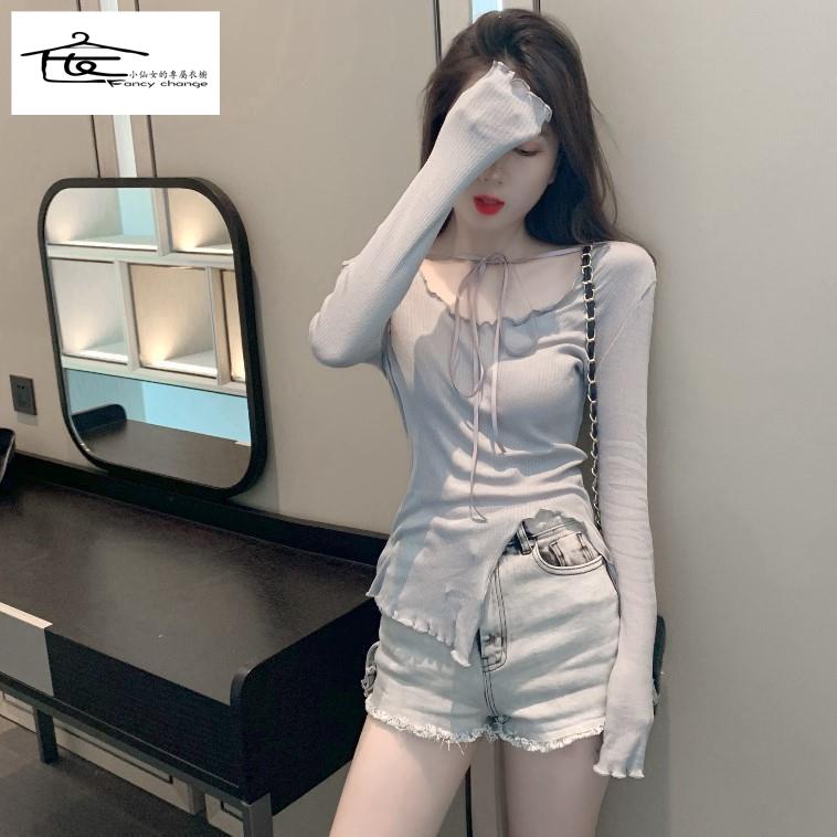 Áo Thun Tay Dài Dáng Ôm Thiết Kế Độc Đáo Thời Trang Mùa Hè Phong Cách Mới Cho Nữ