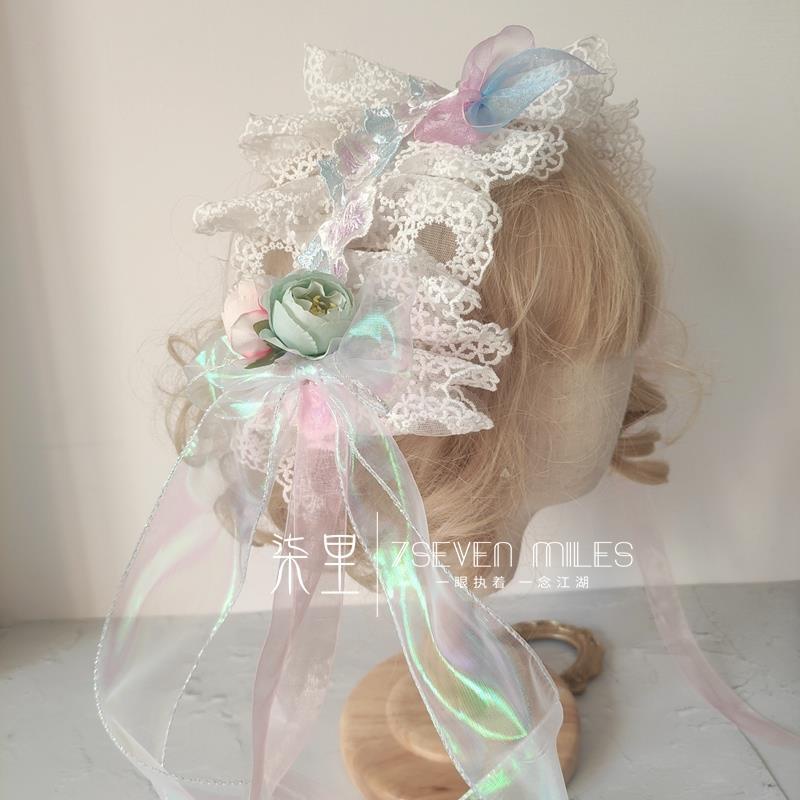 Băng đô ren thêu hoa phong cách lolita xinh xắn