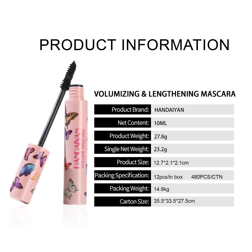 Mascara Màu Đen Làm Dài Và Dày Mi Tự Nhiên Không Thấm Nước HANDAIYAN