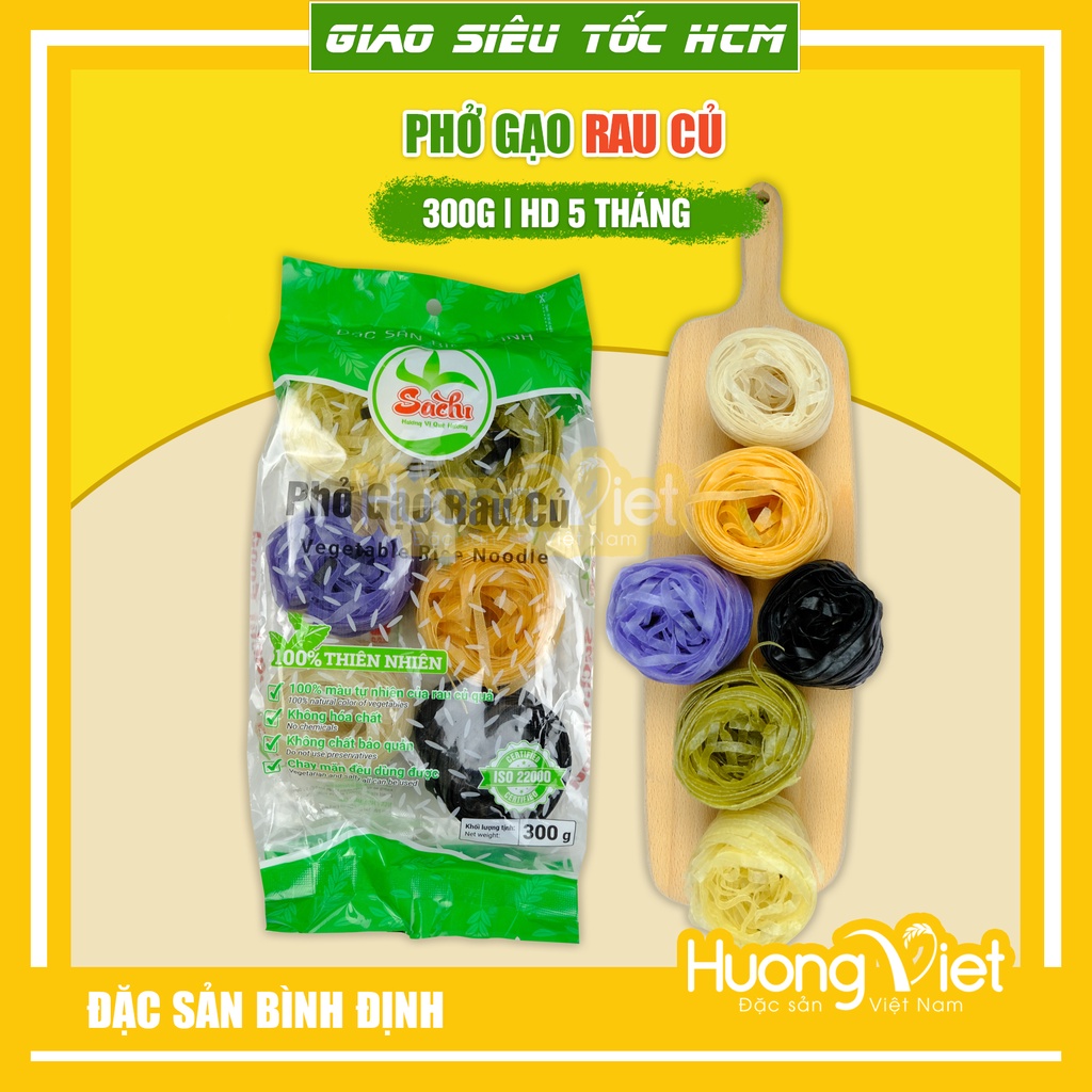 Phở gạo rau củ màu sắc tự nhiên từ rau củ 300g, đặc sản phở gạo Bình Định chay mặn đều dùng được gồm 6 loại rau củ