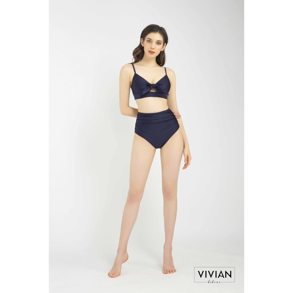 Quần bơi lẻ BIKINI PASSPORT Lưng cao phối nhún - Xanh navy-VS142_NV | BigBuy360 - bigbuy360.vn