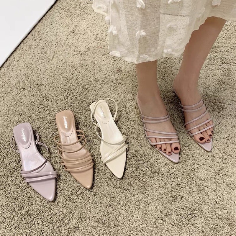Dép dây ulzzang mũi nhọn đế cao 3cm