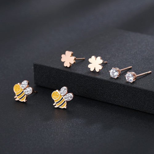 Bộ 3 Đôi Bông Tai Titan Ko Đen TT 2476