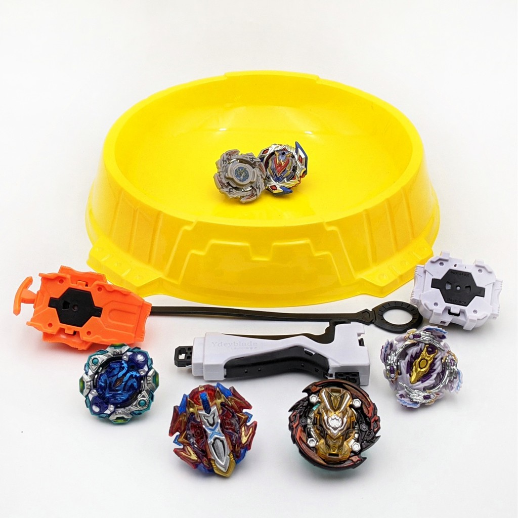 Bộ 6 Con quay BeyBlade + 2 Tay phóng + Sàn đấu - Con quay vòng xoay thần tốc