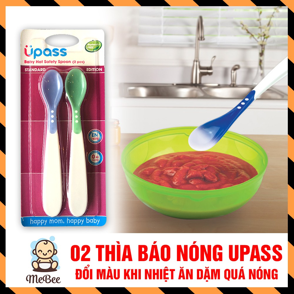 Thìa báo nóng cảm ứng nhiệt đổi màu Upass Thái Lan - Vỉ 2 chiếc nhựa an toàn