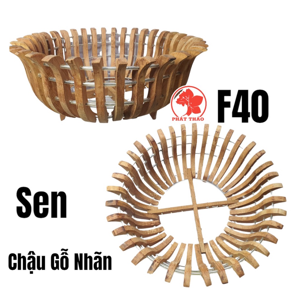 Chậu Gỗ  Trồng Lan  40cm TẶNG móc treo và lưới lót chậu