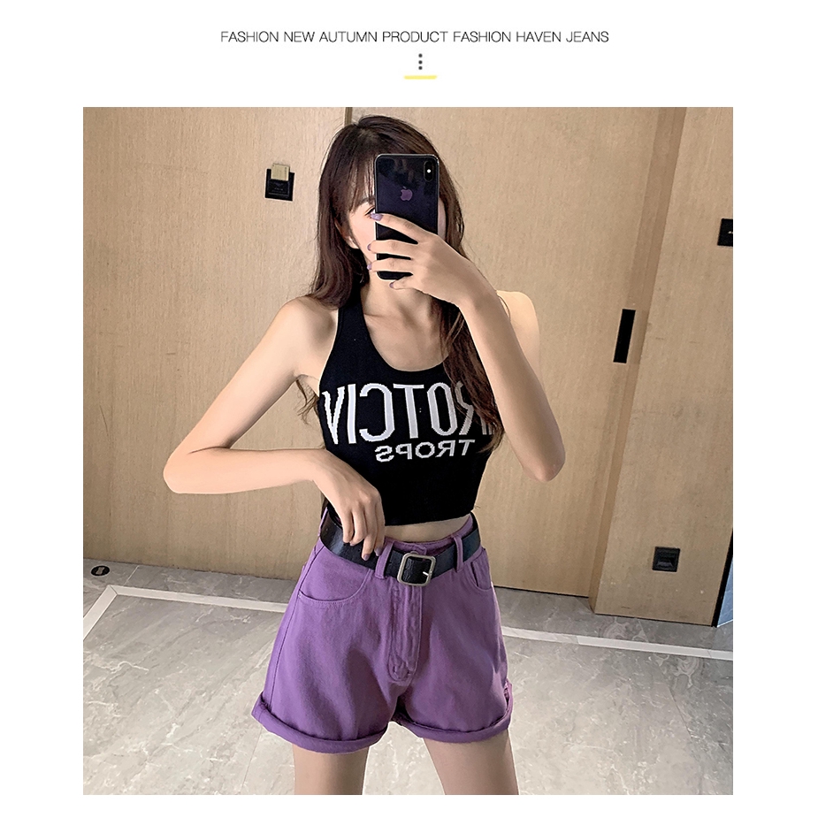 Quần Short Denim Màu Tím Thời Trang Cá Tính Cho Nữ | BigBuy360 - bigbuy360.vn