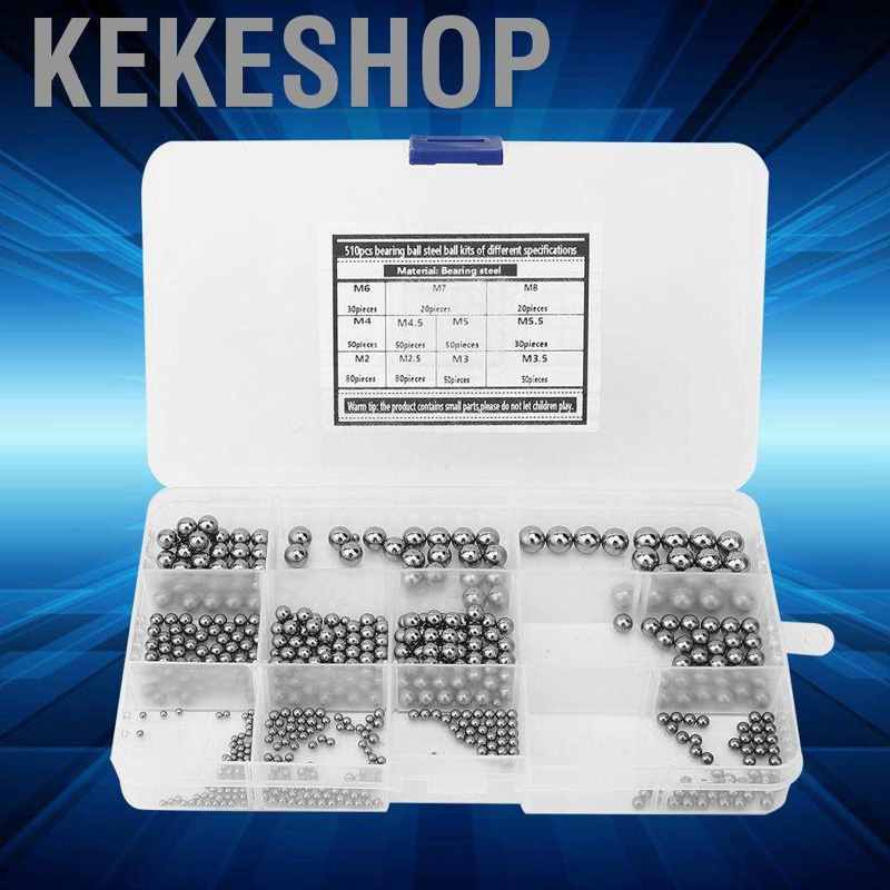 Kekeshop 510Pcs M2-M8 Chromium Hardened Steel Bearing Ball Classification Kit with Box
