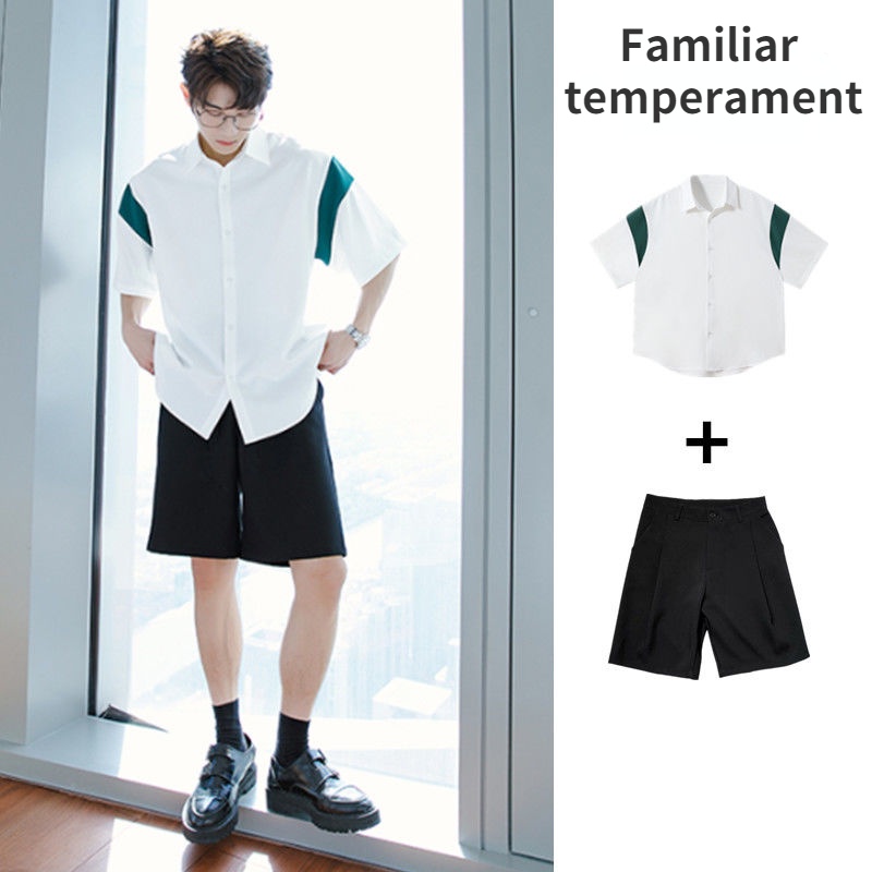 Bộ Dồ Thời Trang Áo Sơ Mi Nam Tay Ngắn Tay Kèm Quần Ngắn Thời Trang Mùa Hè Cho Nam