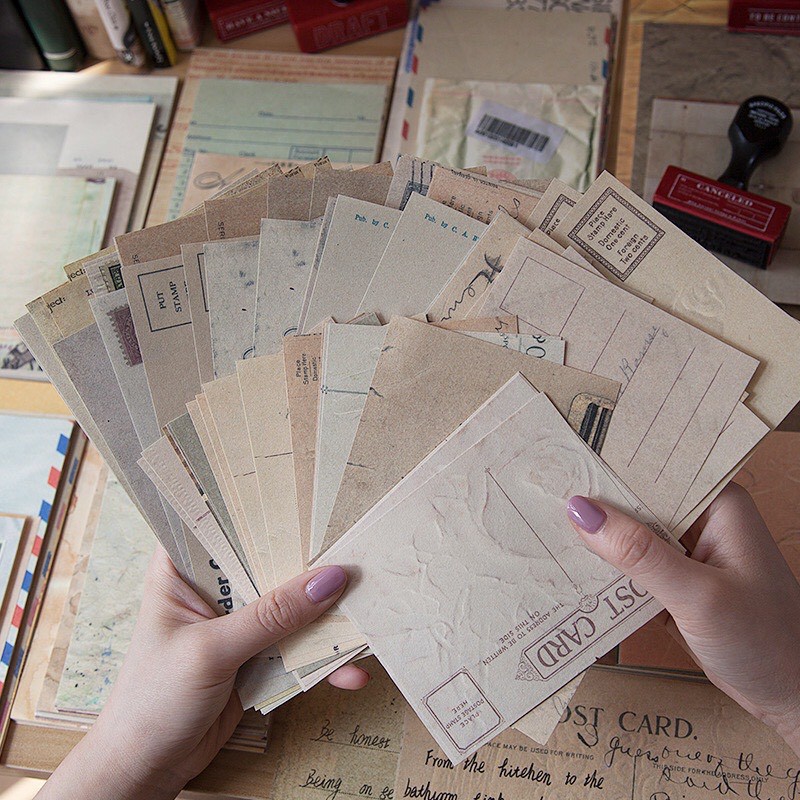 Junarystudio - Set 60 giấy nền vintage cổ điển trang trí journal nhiều kích cỡ