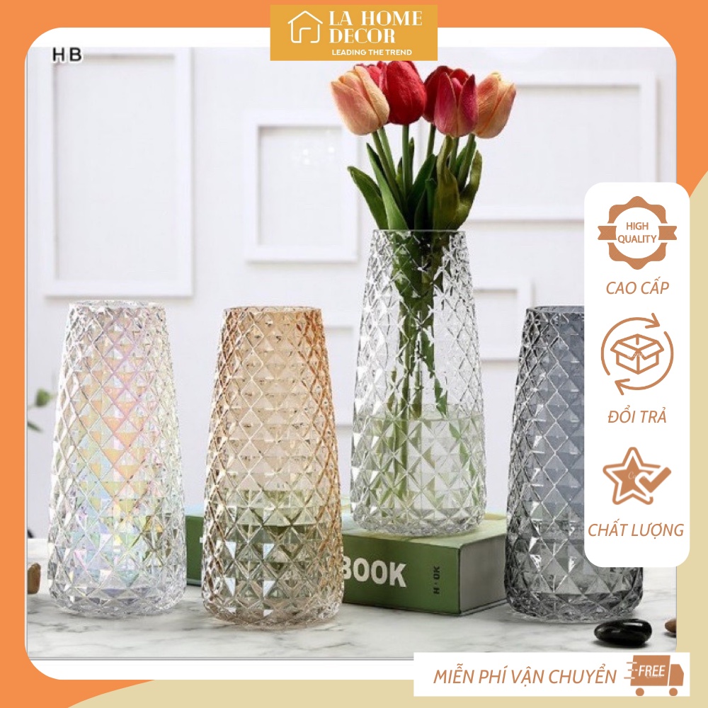 Bình hoa decor trang trí phòng khách mini, lọ hoa thủy tinh phong cách Bắc Âu BH007 La Home Decor