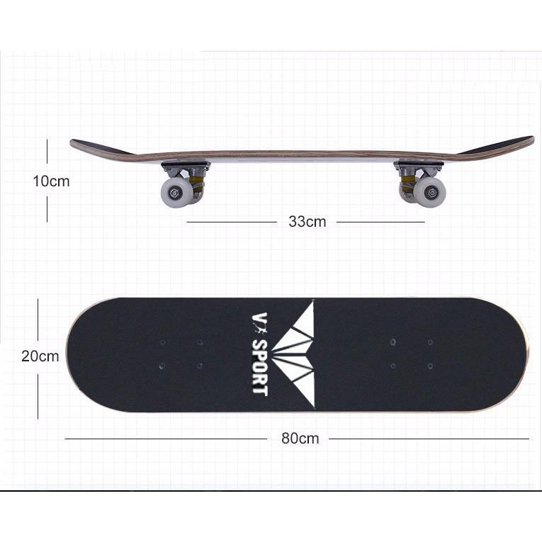 Ván trượt thể thao skateboard , ván trượt người lớn dài 80 cm chất liệu gỗ phong ép cao cấp 7 lớp mặt nhám