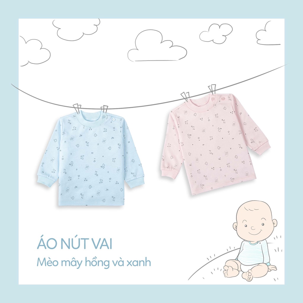 Áo Sơ Sinh Thu Đông, Nút Vai MIOMIO - Cho Bé Trai, Bé Gái (Từ 6-24 tháng), Vải Interlock Cotton.