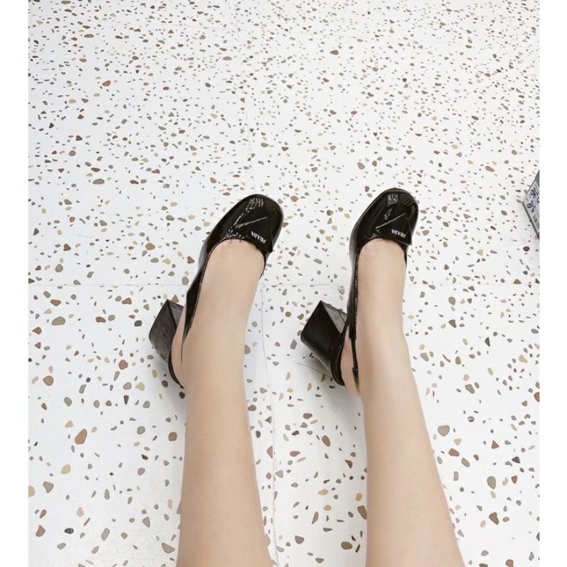 Giầy Cao gót đế trụ vuông 7P da mêm Prada siêu phẩm hot trend 2022