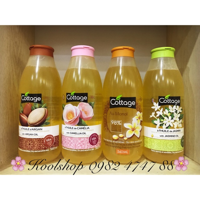 Tắm Cottage 560ml siêu thơm với tinh dầu dưỡng da 🌸