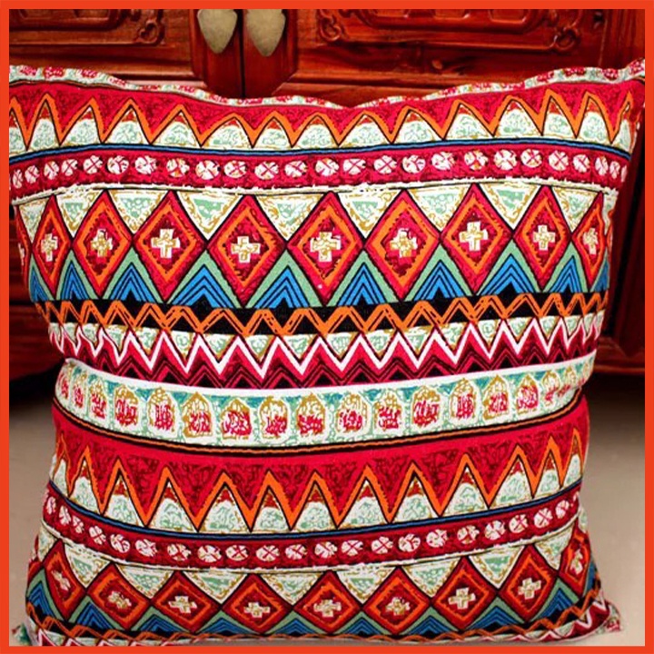 [VỎ] Gối vuông trang trí họa tiết thổ cẩm kích thước 45x45cm