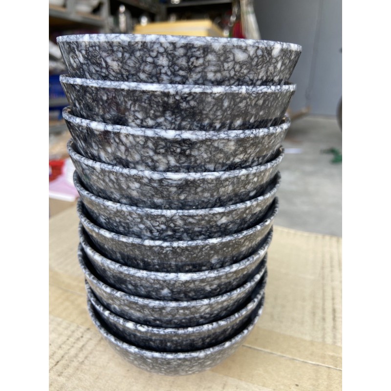 Bộ 10 Chén Bộ 5 Chén bát ăn Cơm Nhựa MELAMINE-Vân Đá Đen- Vân Đá trắng - Hiêu  FATACO-Việt Nam Cao Cấp