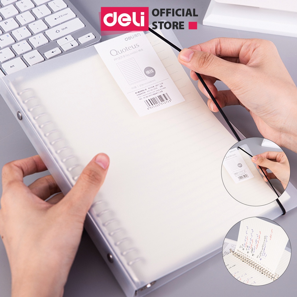 Sổ Còng A5 Deli kèm lõi - 120 trang - Lõi ô vuông caro/kẻ ngang - HA560/NA560 - vpp Diệp Lạc (sỉ/lẻ)