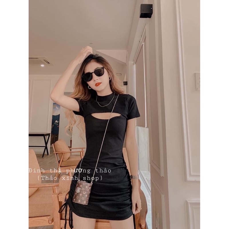 Váy body nữ khoét ngực sexy⚡️Hàng đẹp⚡️đầm thiết kế chất mát | BigBuy360 - bigbuy360.vn