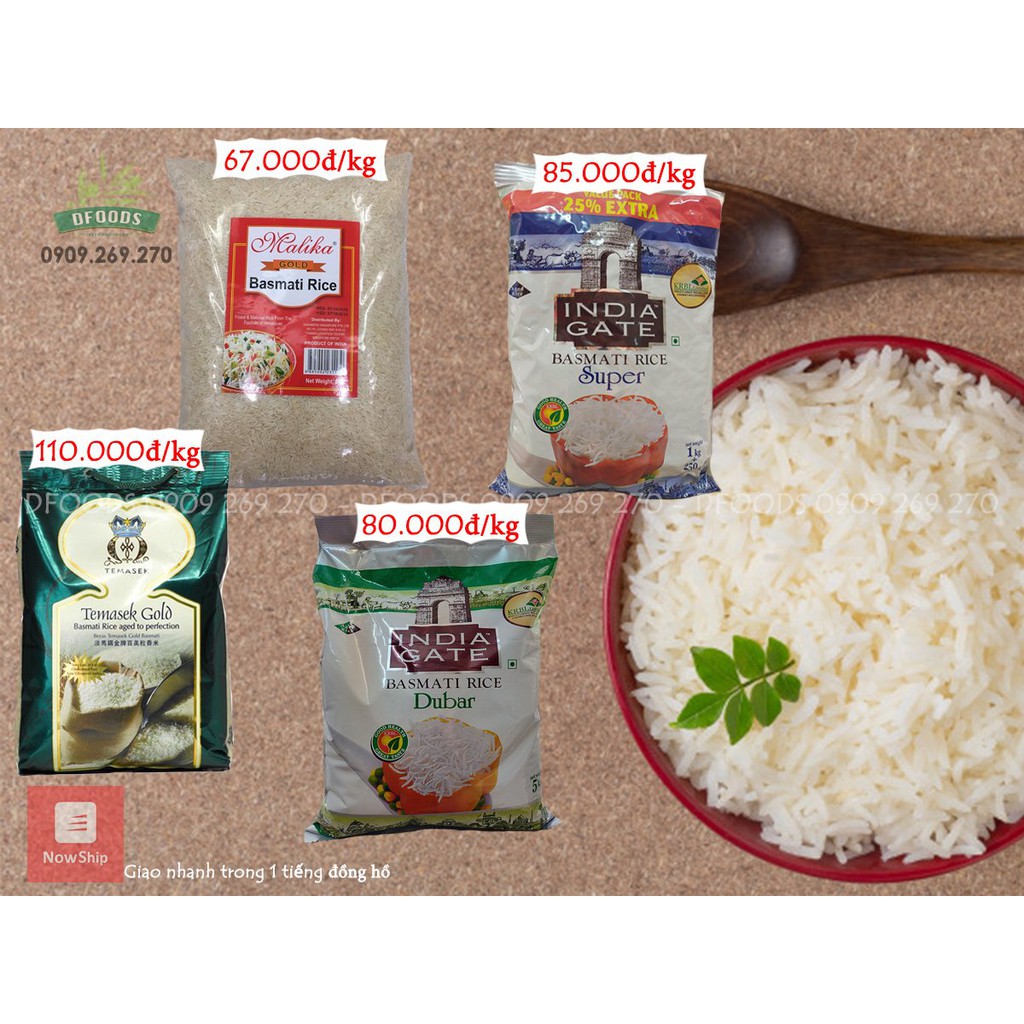 [Mã 159FMCGSALE giảm 8% đơn 500K] Gạo BASMATI MALIKA (ẤN ĐỘ) 1KG, Gạo cho người TIỂU ĐƯỜNG