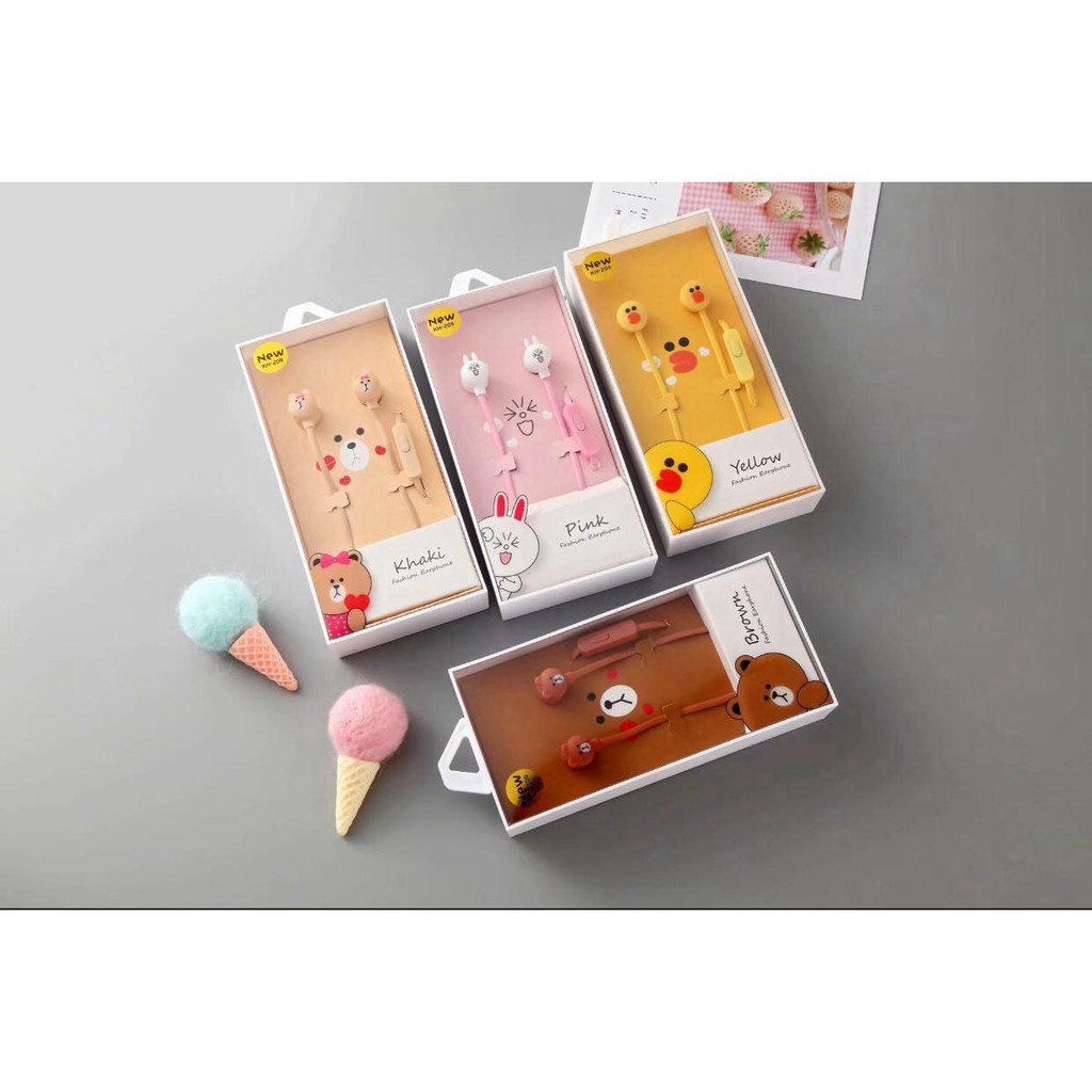 tai nghe gấu brown thỏ cony vịt sally kn-209 tai nghe cute tai nghe dễ thương