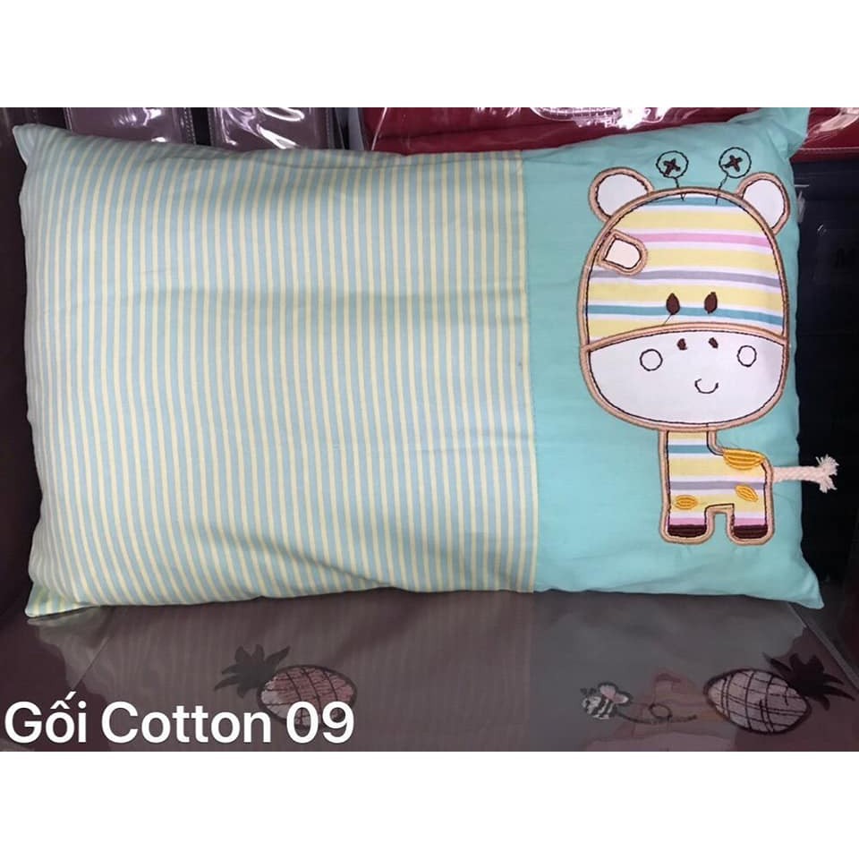 Gối Trẻ Em Vỏ Cotton Ruột bông siêu Mềm