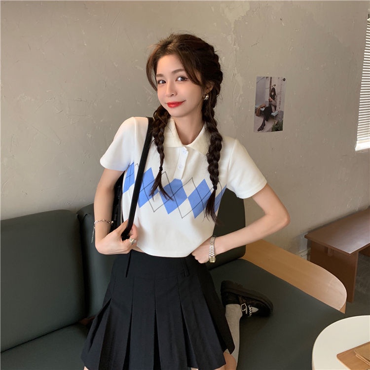 Áo Thun Lửng Cổ polo Tay Ngắn Màu Trắng Cho Nữ JL-TX-283