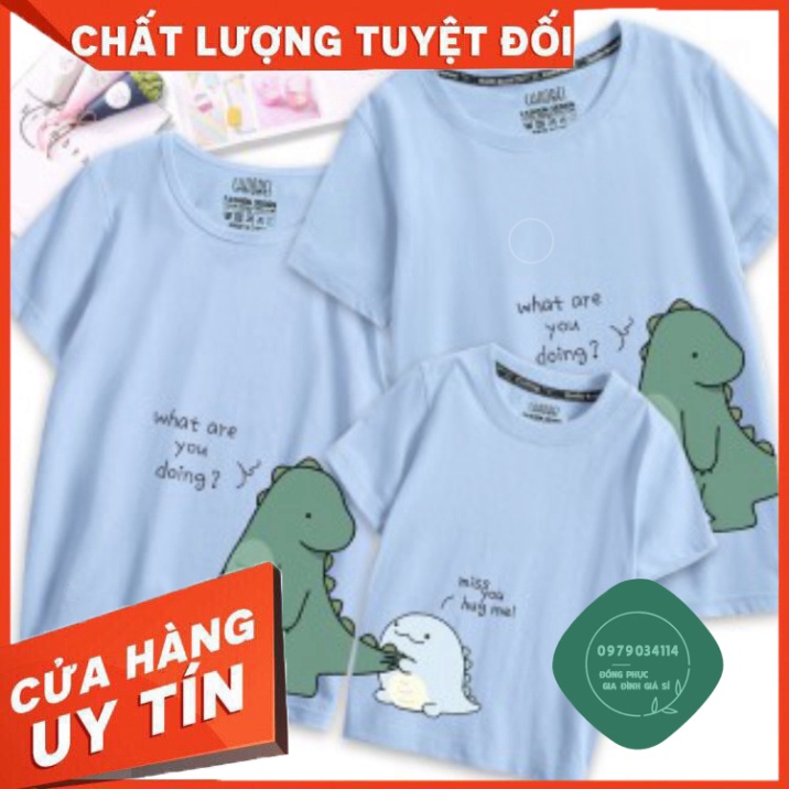 Áo thun giá sỉ Áo Thun Đồng Phục Gia Đình Mẫu Khủng Long Thun cotton co giãn 4 chiều nhiều màu