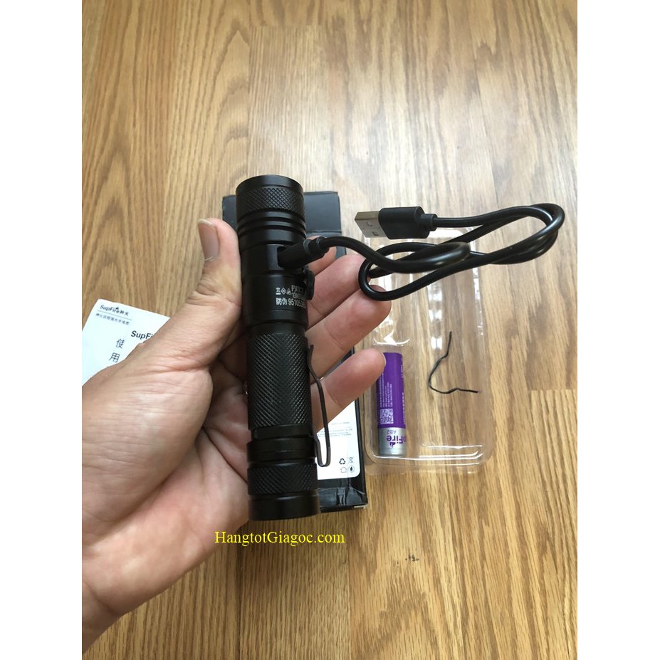 Đèn pin led siêu sáng Supfire A2 pin Lithium, sạc USB –