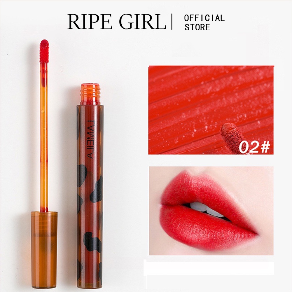 RIPE GIRL Amber Lip Glaze Matte Liquid Lipstick 6 màu Velvet Satin Dưỡng ẩm 6 màu Lâu trôi Không thấm nước Velvet Matte Matte Lip Glaze